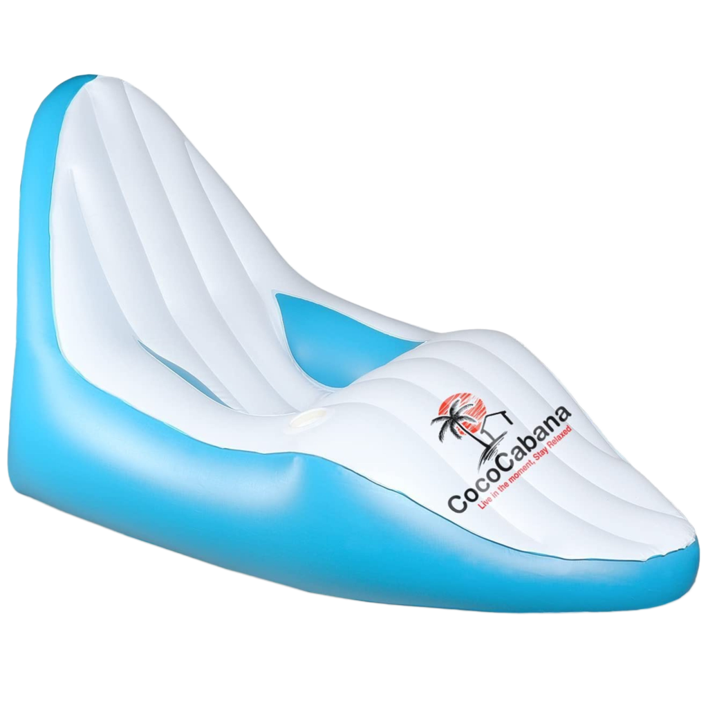 Seychelles Inflatable Pool Lounge Chair Oversized 66" Floating Recliner with Backrest, Armrests & Cup Holder - Cococabana